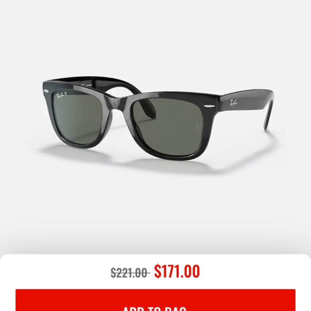 Ray Ban Wafarer Folding Classic polarized polished black frame with gray lenses